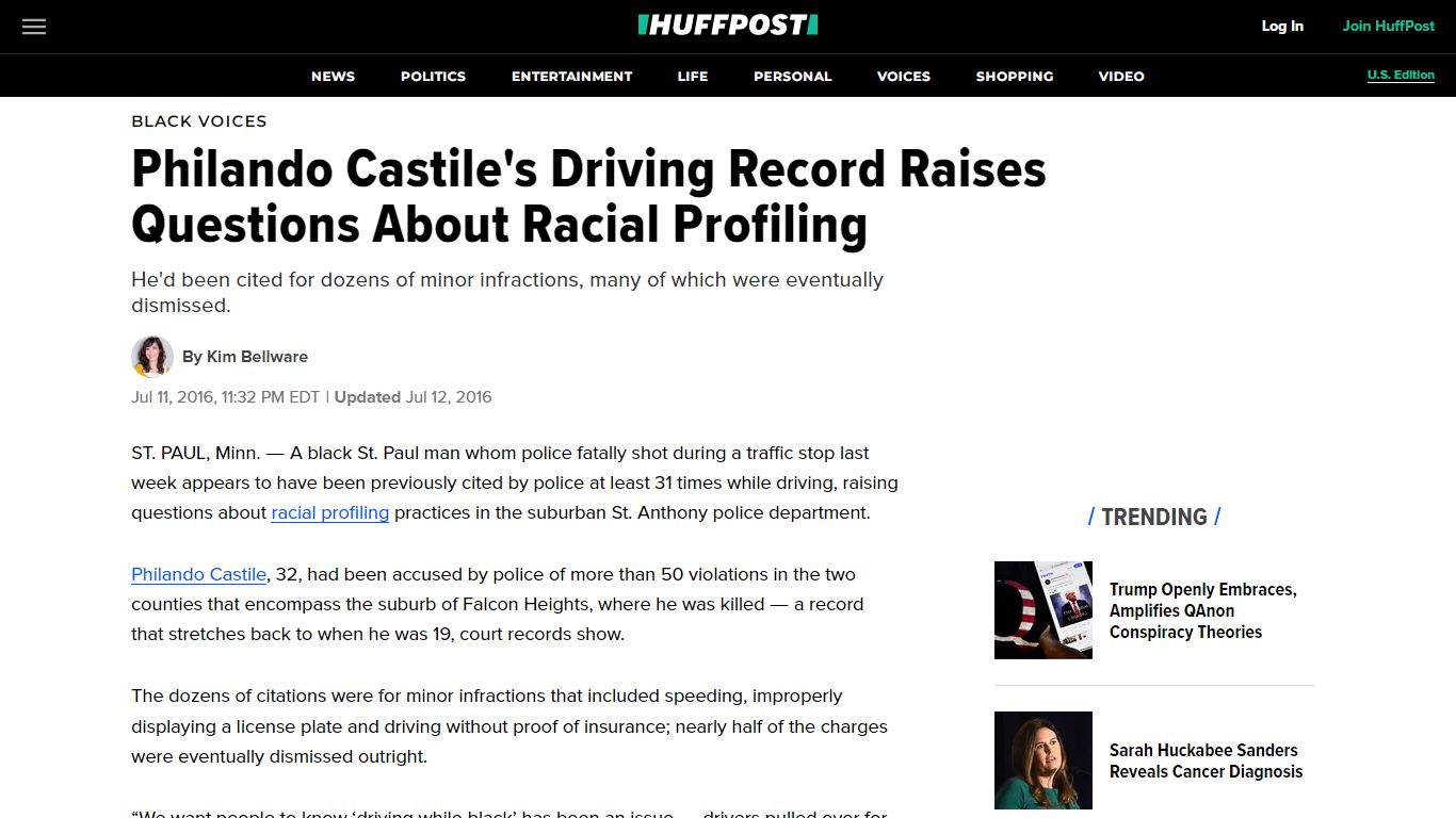 Philando Castile's Driving Record Raises Questions About Racial ...